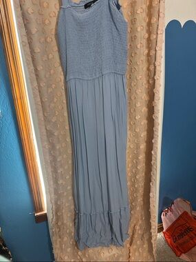 Light Blue Smocked Bodice Maxi Dress